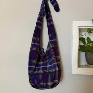 Vintage Reversible Roots Plaid and Floral Cotton Tote Bunny Bag